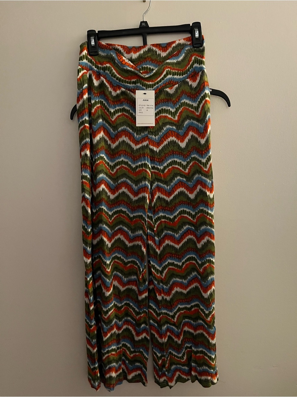 Avanti Olive, Rust & Blue Zigzag Wide-Leg Pants